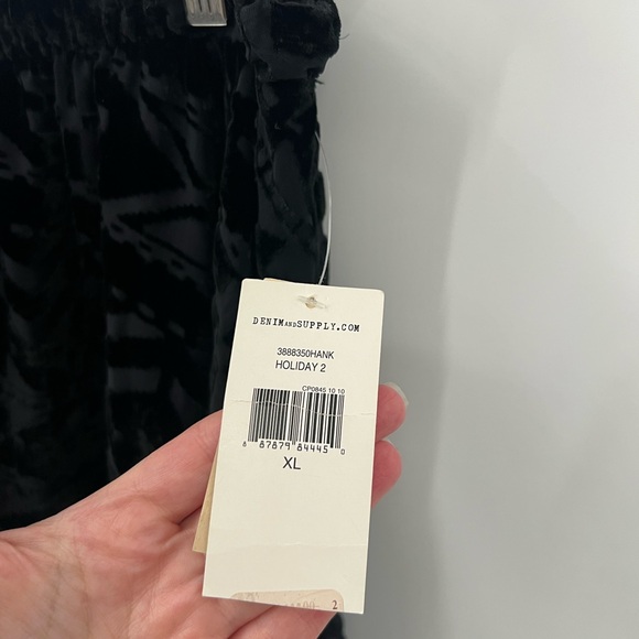 Denim & Supply Ralph Lauren black burnout velvet midi skirt - Picture 6 of 7